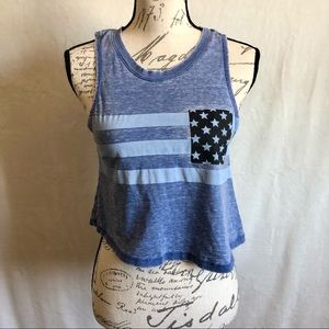 Recycled Karma Blue Patriotic Crop Top